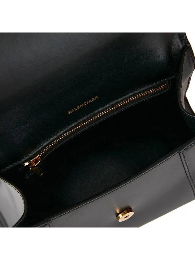Luxury Balenciaga  Hourglass Small Tote Bag in Shiny Box Calfskin Black