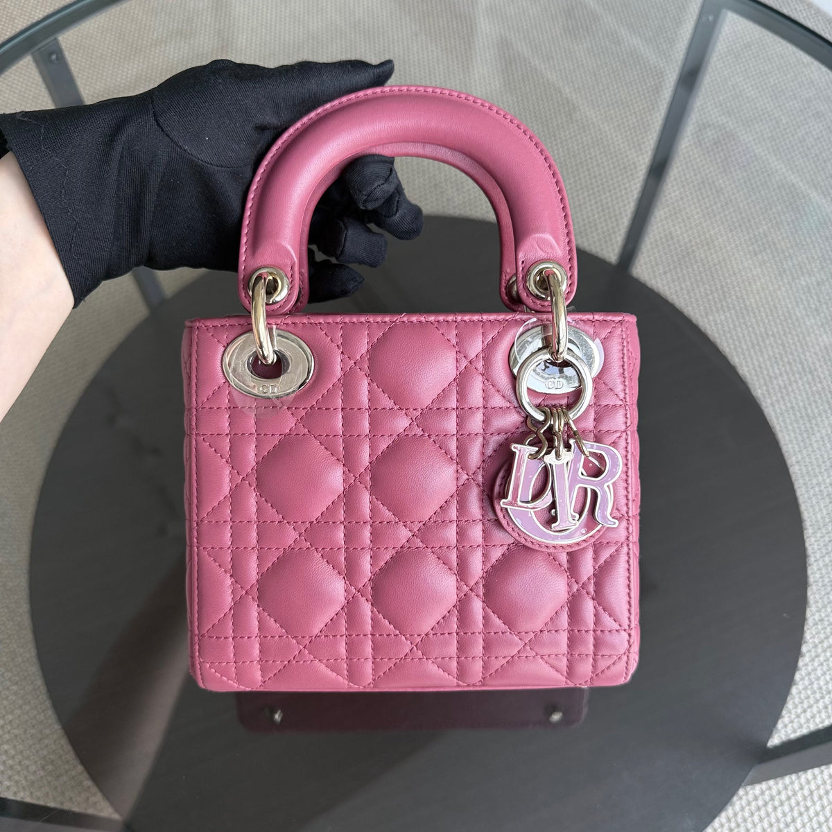 Dior Lady Mini - New Version All Pink Cannage Flap Bag Gold Hardware