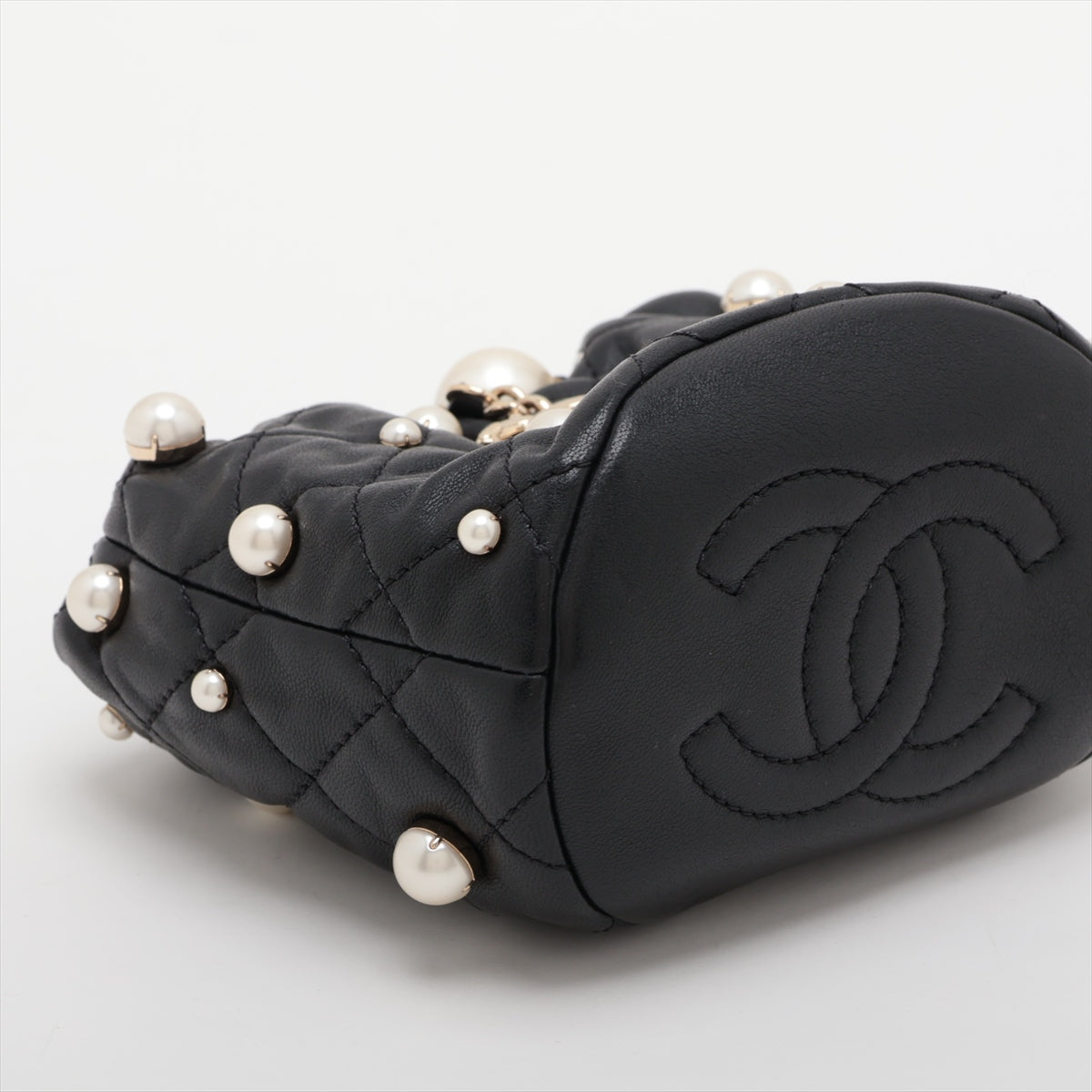 Chanel Matrasse  Handle Shoulder Bag Pearl Black G  31st AS2518