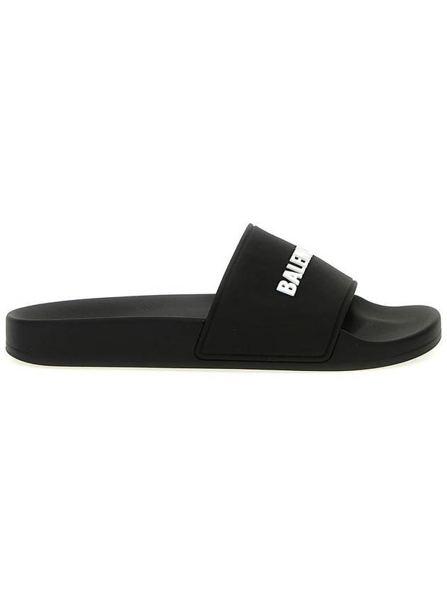 Luxury Balenciaga  Logo Slippers Black