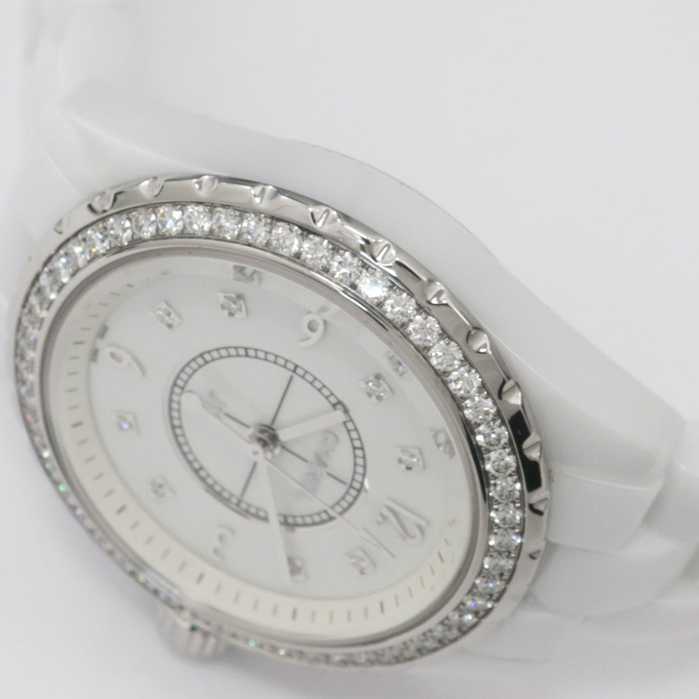 CHANEL J12 33mm H3110 White Ceramic White Bezel Diamond 8P Diamond Quartz  Woman Watch