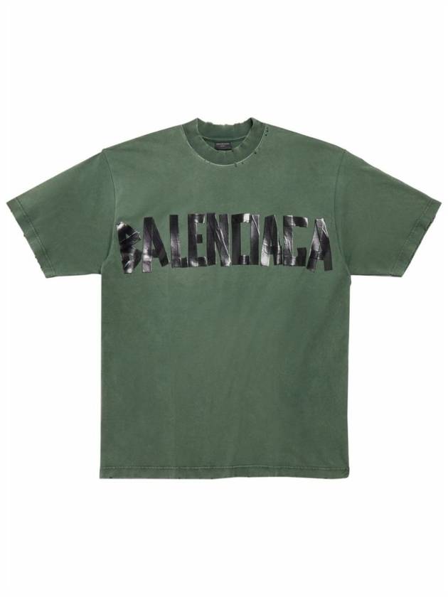 Luxury Balenciaga  Tape Type Short Sleeve T-Shirt Green