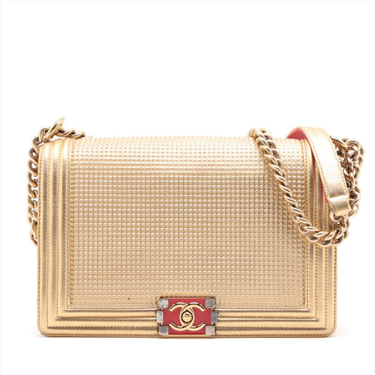 Chanel Boy Chanel 28   Chain Shoulder Bag Gold Gold  18 A92193