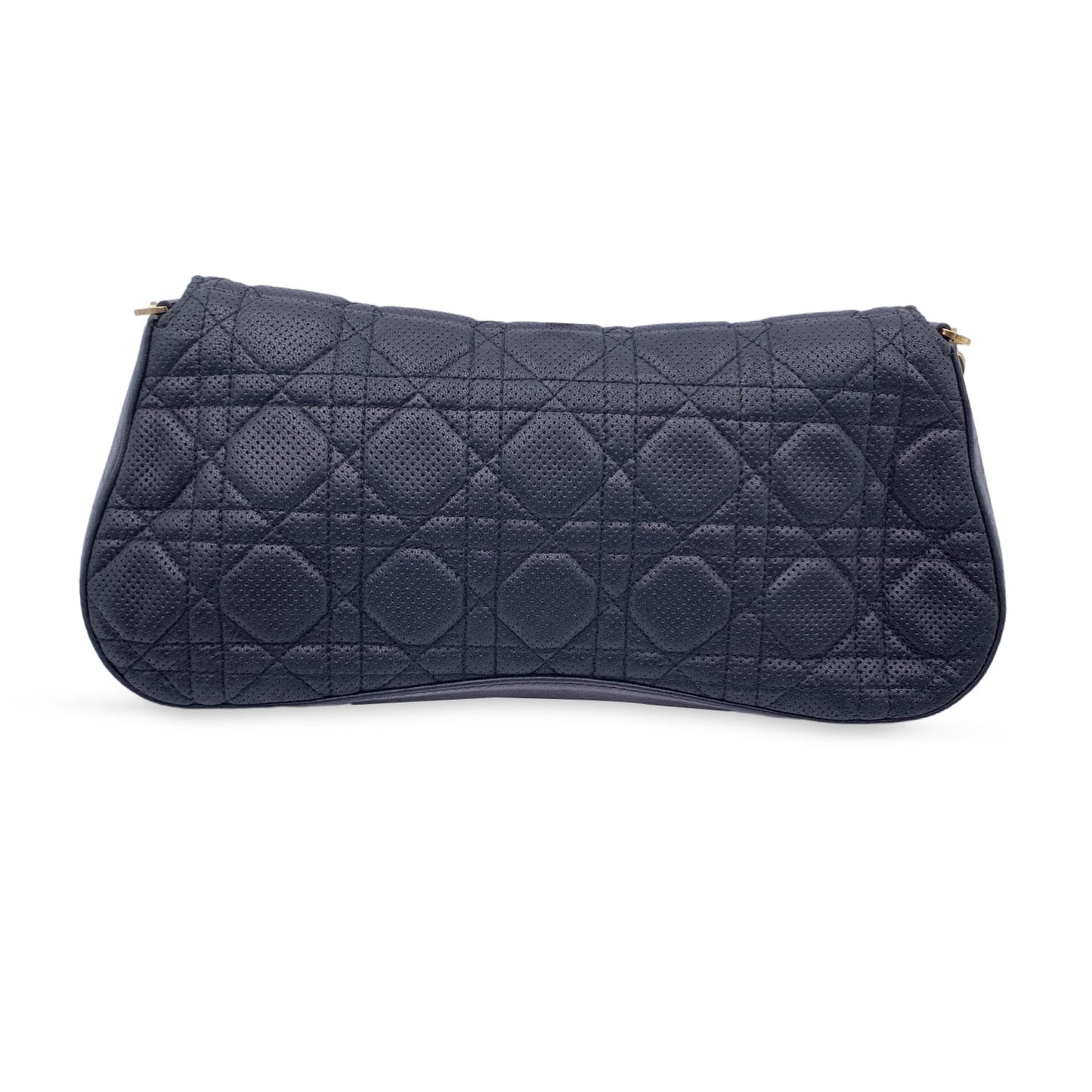 CHRISTIAN DIOR Black Perforated Leather Cannage Chain Shoulder Bag
