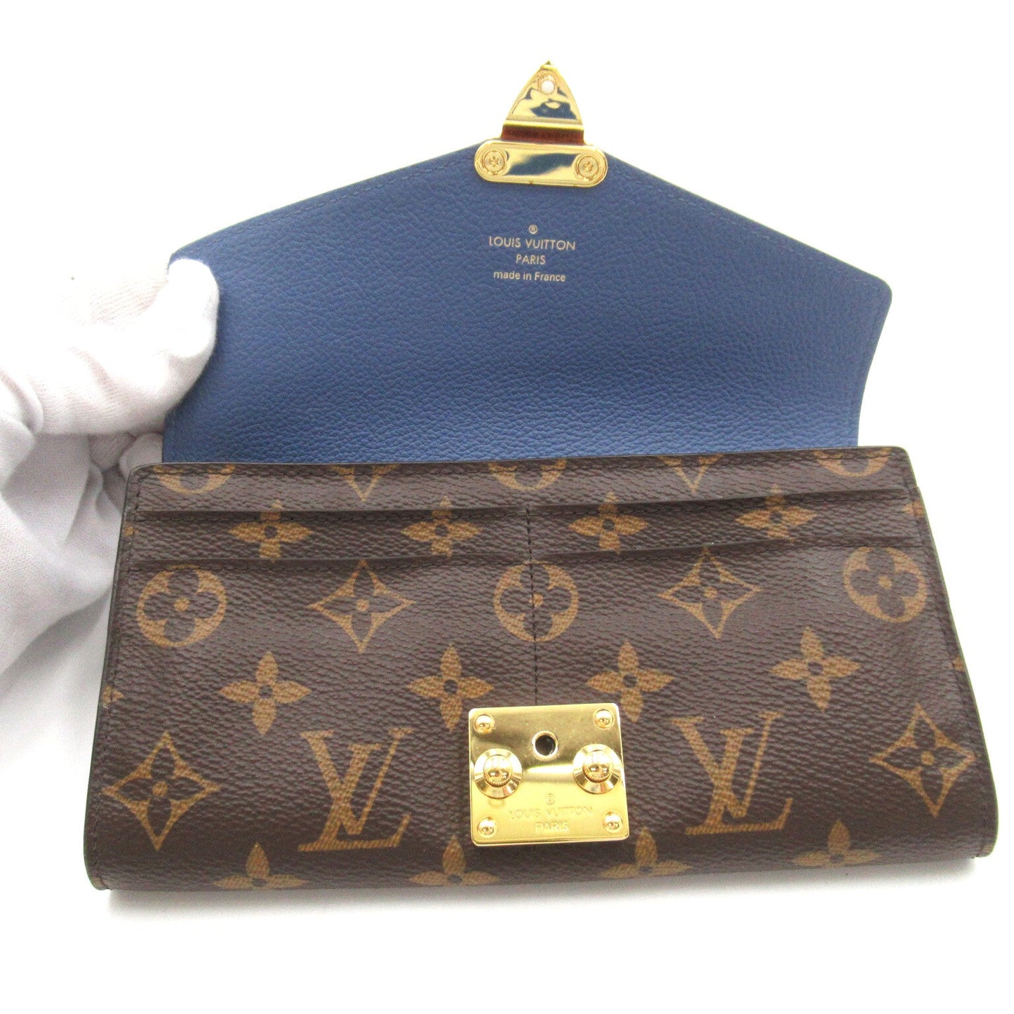 Louis Vuitton Portefolio Pallas Double Fold Wallet Wallet PVC Coated Canvas Monogram   Brown / Blue M63940