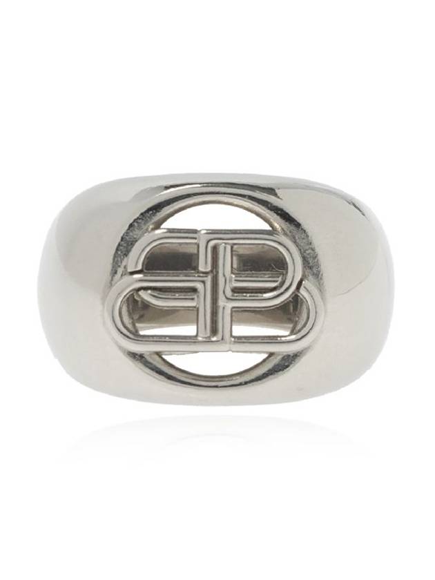 Luxury Balenciaga  BB Signature Bold Ring Silver