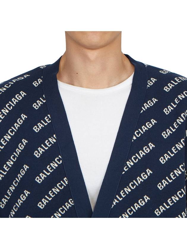 Luxury Balenciaga  Mini Allover Logo Knit Cardigan Blue
