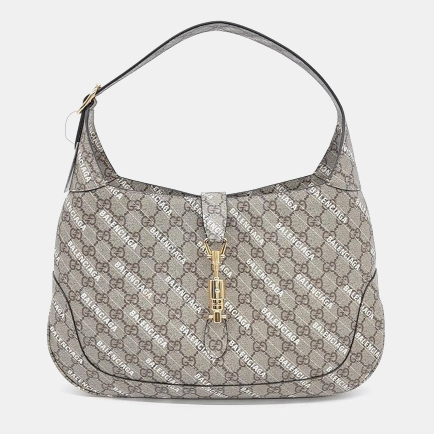 Gucci x Luxury Balenciaga  Beige GG Supreme Hacker Project Jackie 1961 Medium Hobo Bag