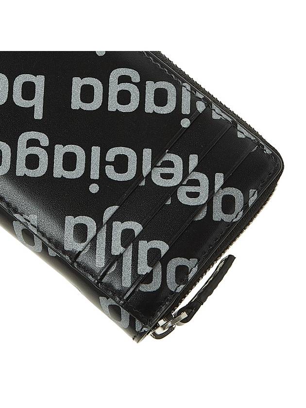 Luxury Balenciaga  All Over Logo Zip Around Half Wallet Black