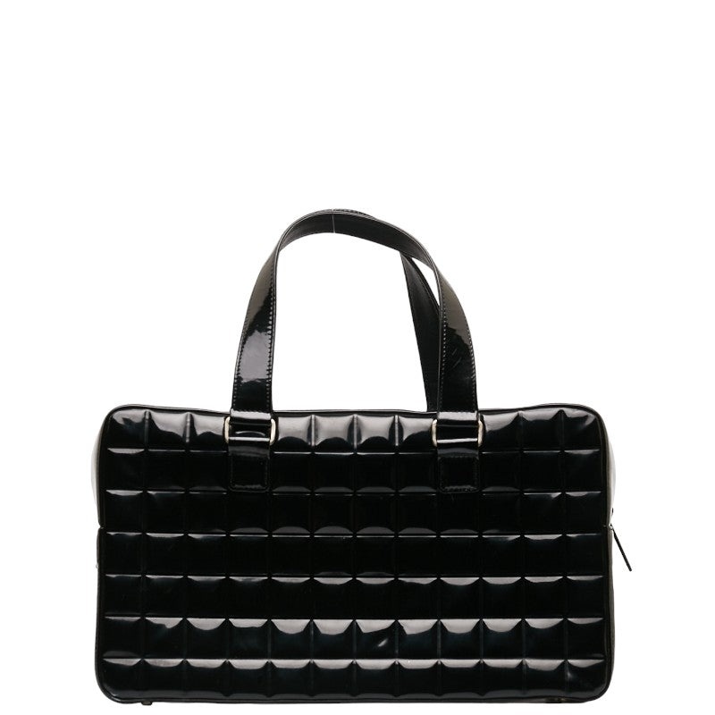 Chanel Chocolate Bar Coco Mini Boston Bag Handbag Black Patent Leather Leather  CHANEL