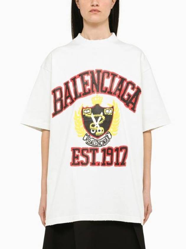 Luxury Balenciaga  DIY College Medium Fit Short Sleeve T-Shirt White