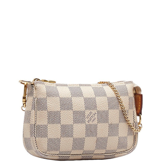 Louis Vuitton Damier Azur Mini Pochette Accessories Accessory Pochette N58010 White PVC Leather  Louis Vuitton