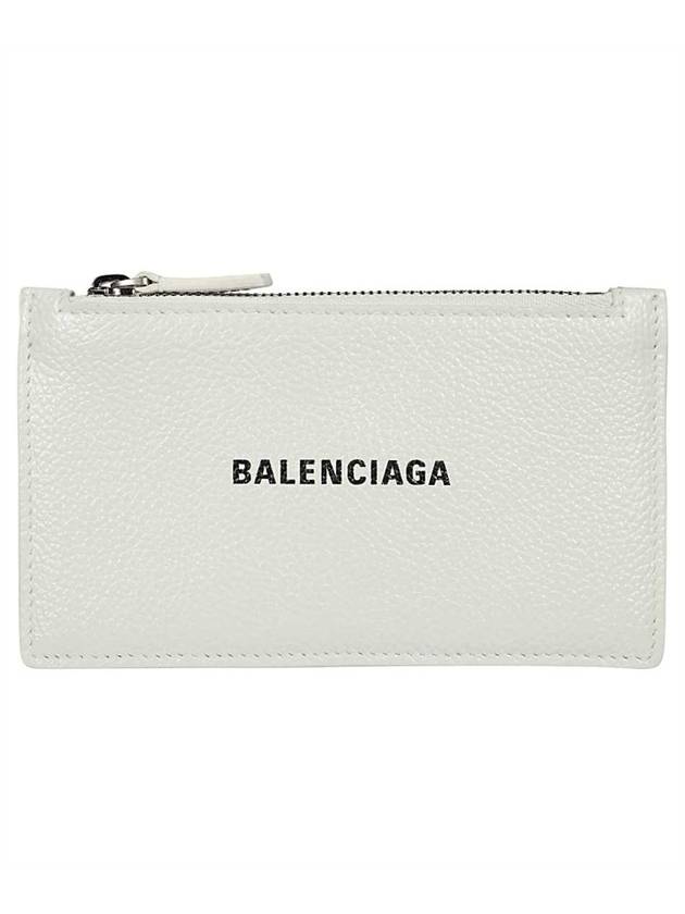 Luxury Balenciaga  Logo Print Zipper Card Wallet White
