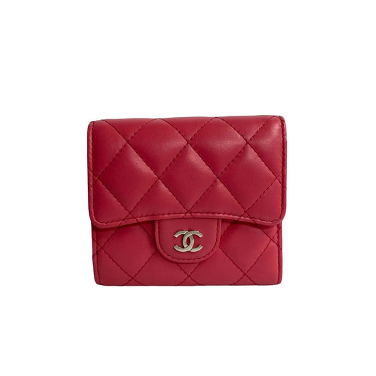 CHANEL Bifold Wallet lambskin pink Matrasse