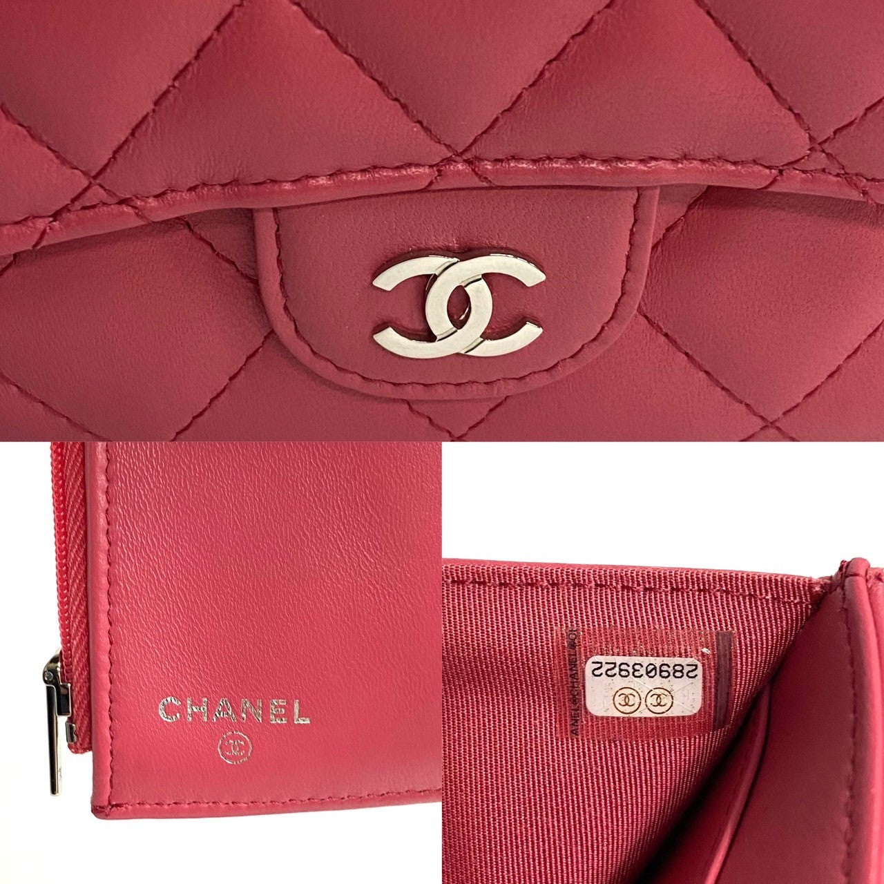 CHANEL Bifold Wallet lambskin pink Matrasse