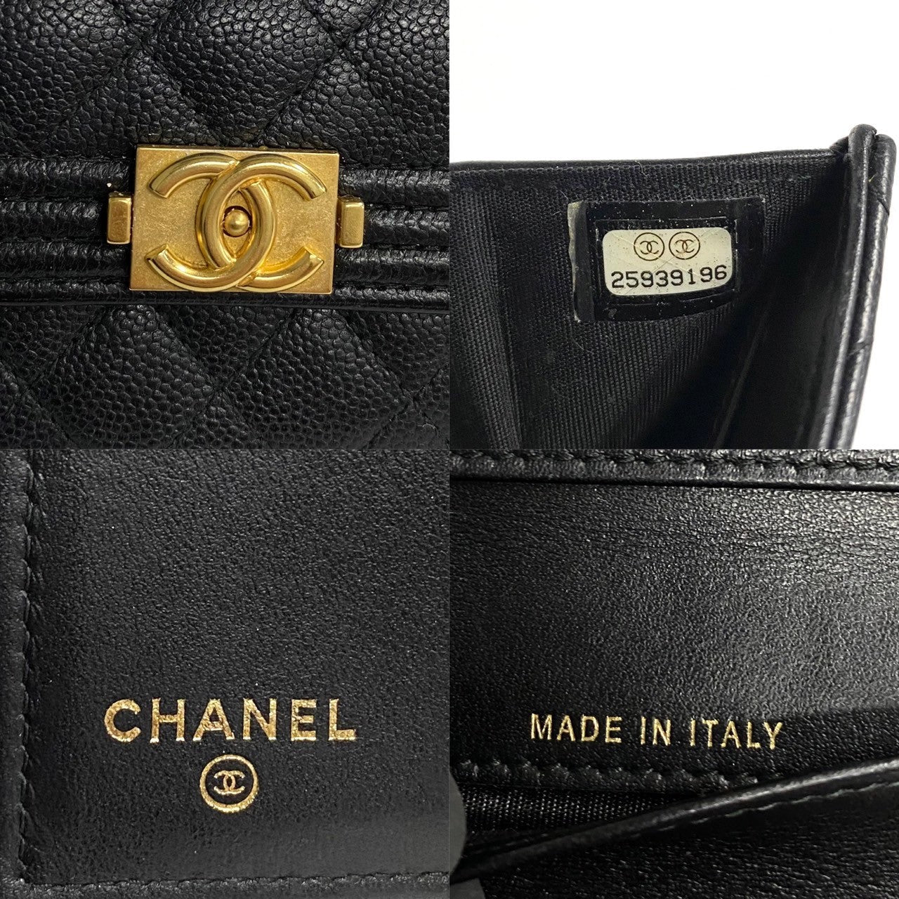 CHANEL Bifold Wallet Matt caviar skin black Boy chanel