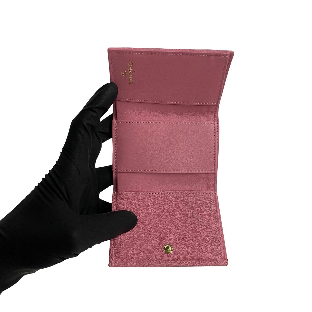 CHANEL Tri-fold wallet Matt caviar skin pink Caviar skin Boy chanel