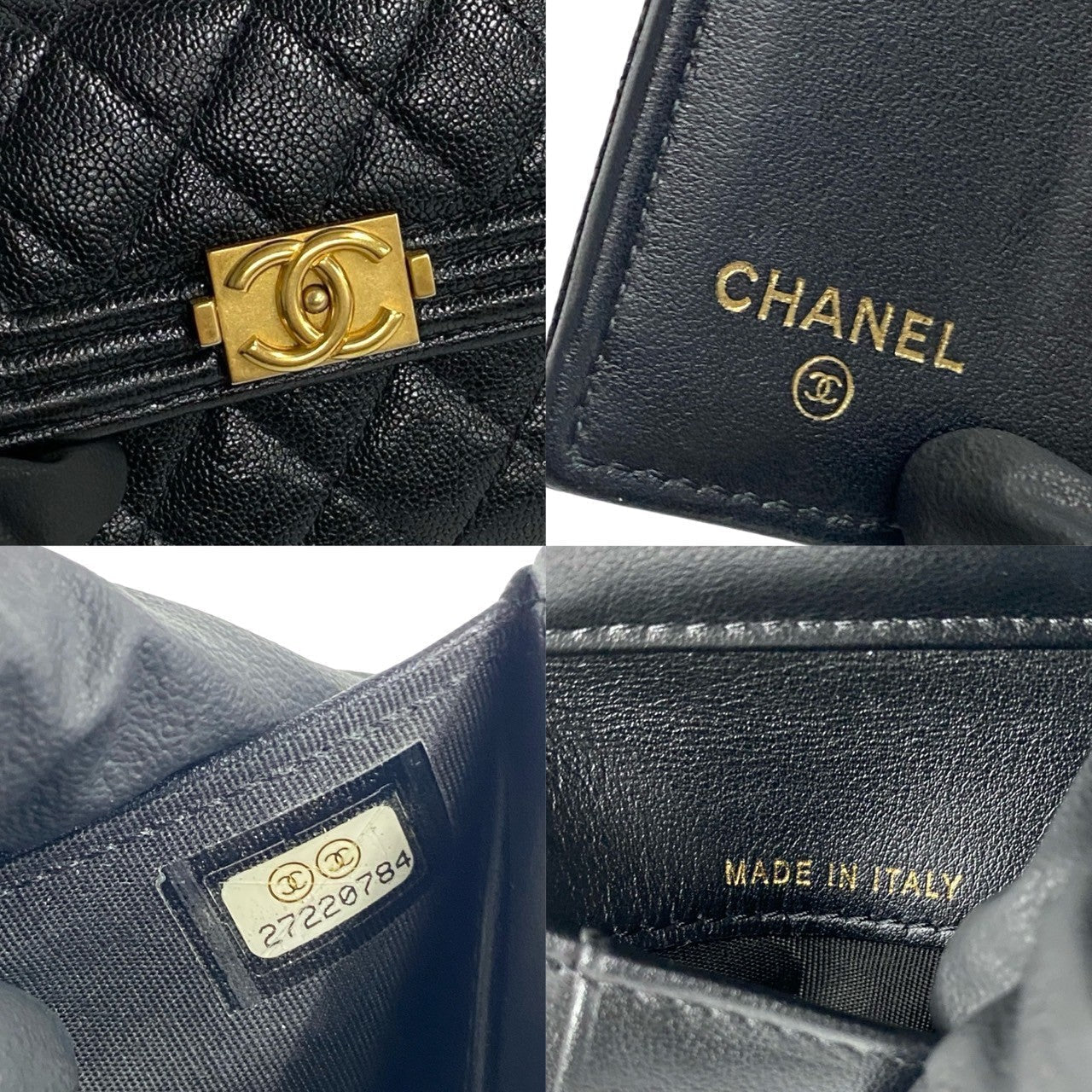 CHANEL Tri-fold wallet Matt caviar skin black Caviar skin Boy chanel