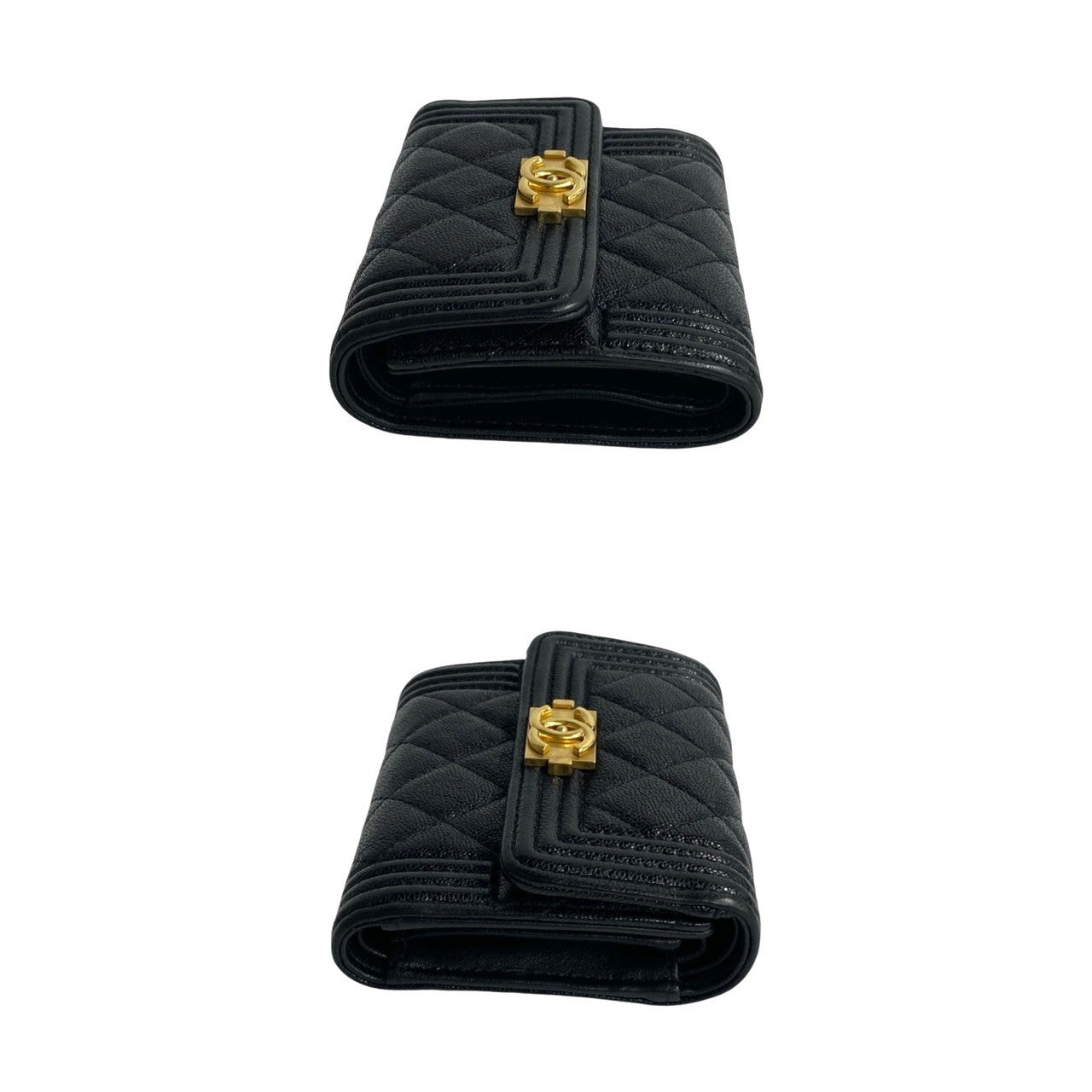 CHANEL Tri-fold wallet Matt caviar skin black Caviar skin Boy chanel