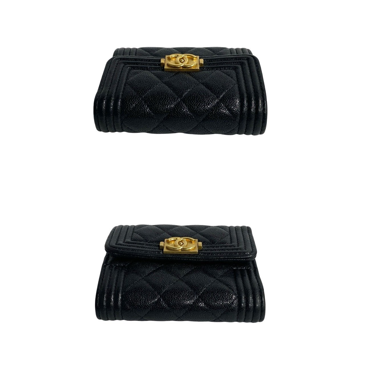 CHANEL Tri-fold wallet Matt caviar skin black Caviar skin Boy chanel