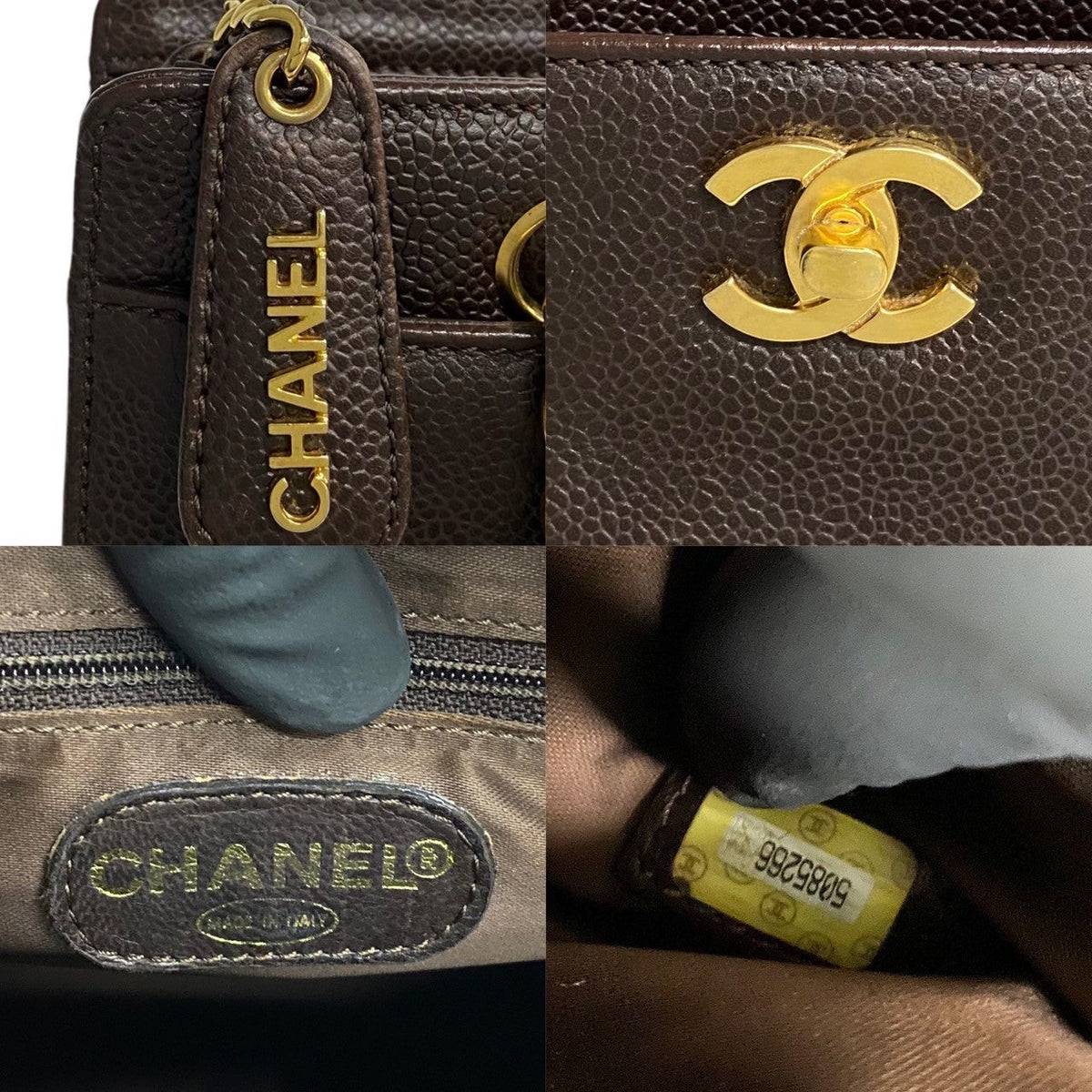 CHANEL Handbag Matt caviar skin Brown Caviar skin