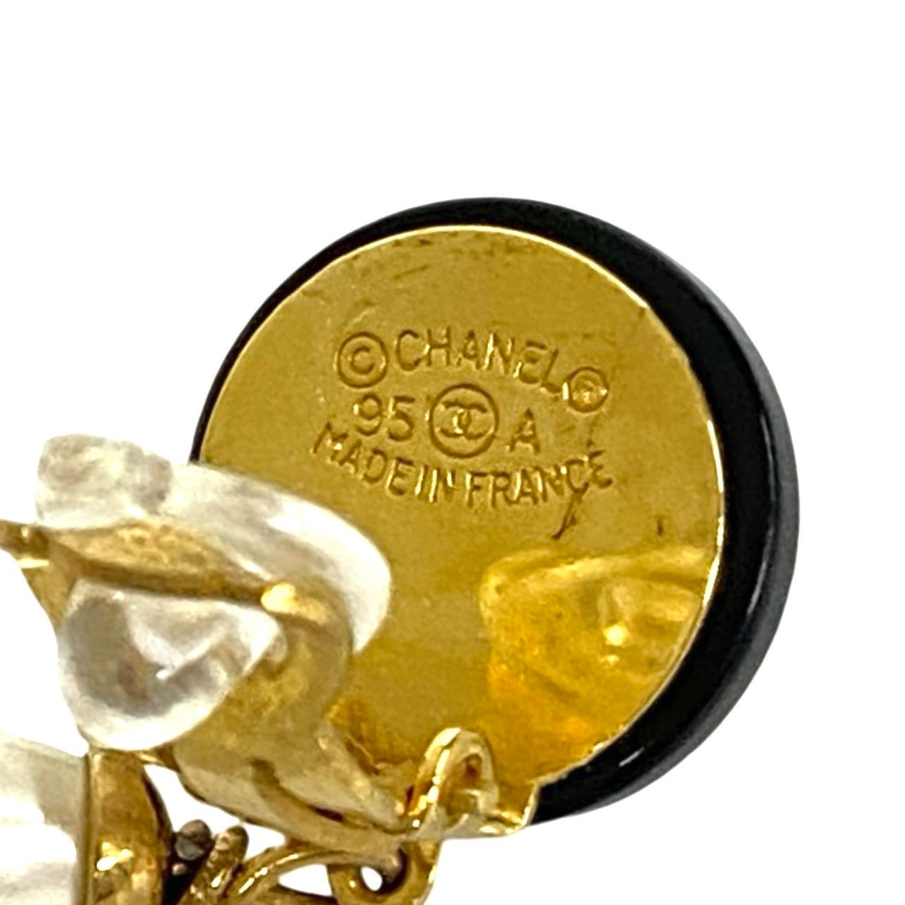 CHANEL Earring Fake pearl black