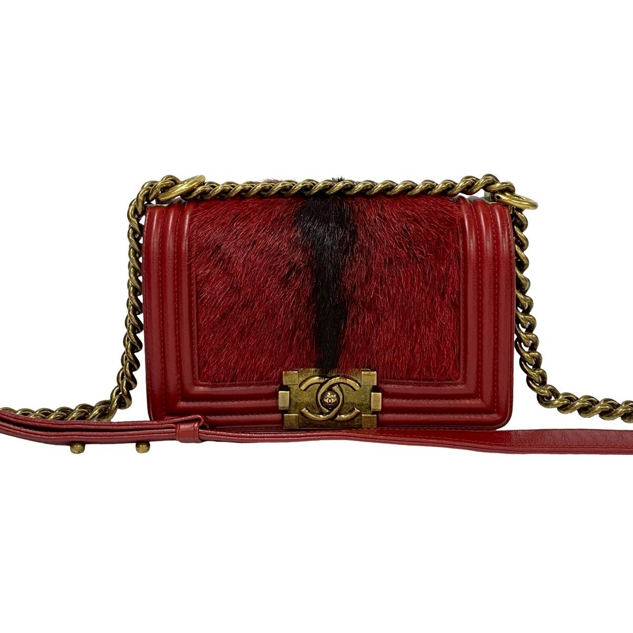 Chanel Boy Chanel Leather Rabbit Fur Shoulder Bag