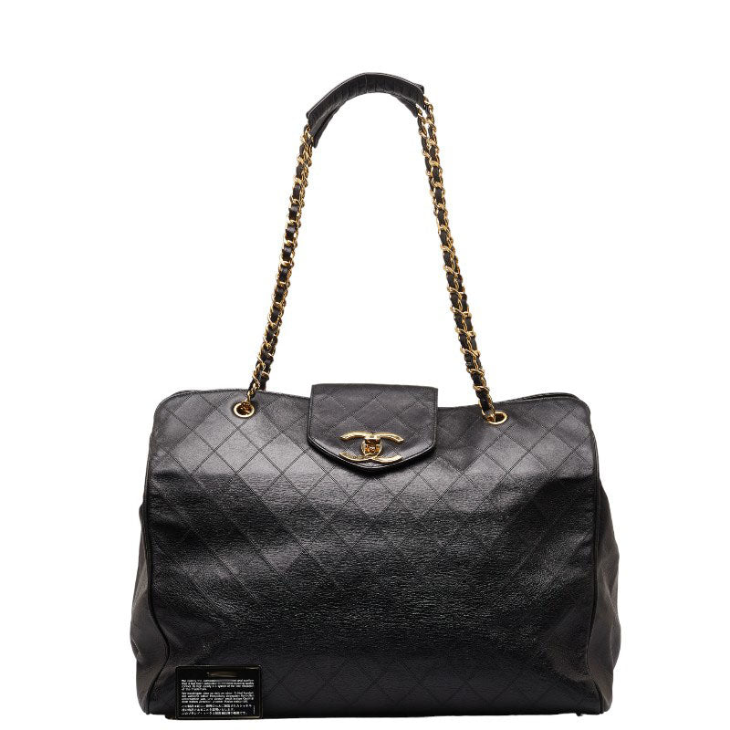 Chanel Super Model Bag Coco Chain Tote Bag One-Shoulder Bag Black Leather  CHANEL