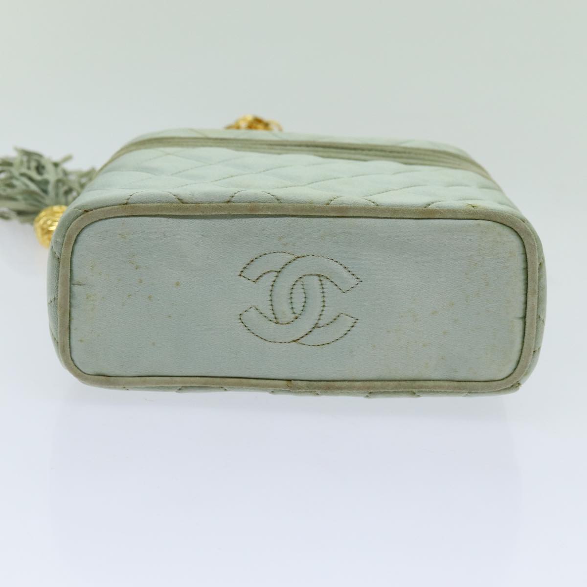 Top Quality Chanel Matelasse Chain Shoulder Bag Satin Light Blue CC Auth 70064A