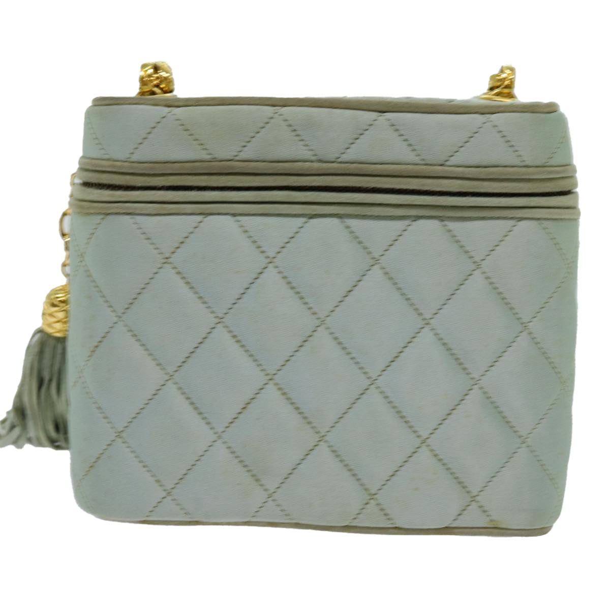 Top Quality Chanel Matelasse Chain Shoulder Bag Satin Light Blue CC Auth 70064A