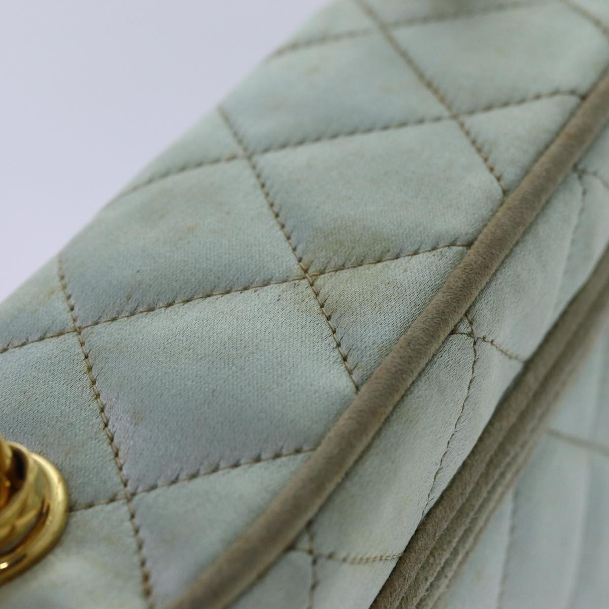 Top Quality Chanel Matelasse Chain Shoulder Bag Satin Light Blue CC Auth 70064A