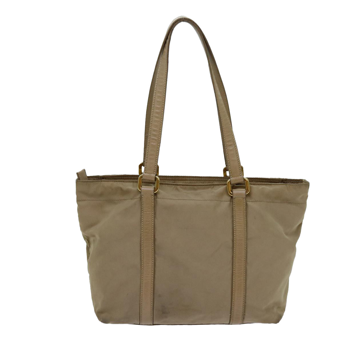 PRADA Tote Bag Nylon Beige Auth 70208