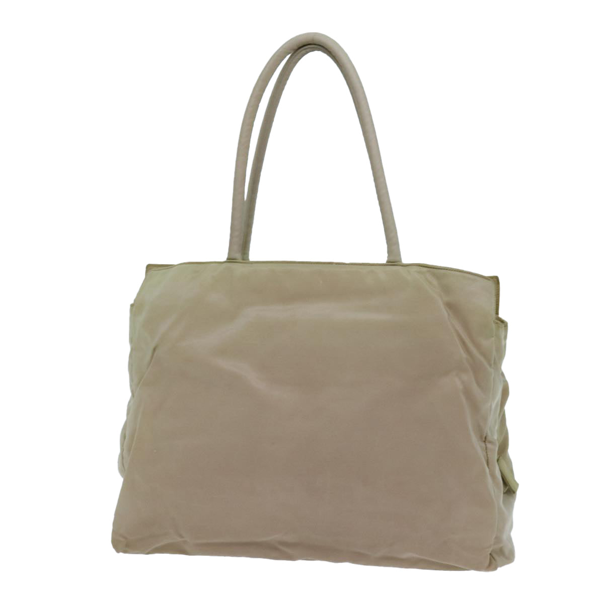 PRADA Tote Bag Nylon Beige Auth 70212