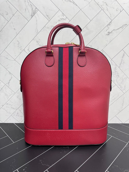 LIKE NEW- Gucci Red Savoy Web Bowling Tote