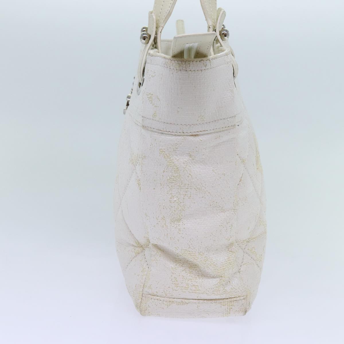 Top Quality Chanel Paris Biarritz PM Tote Bag Coated Canvas White CC Auth 70278