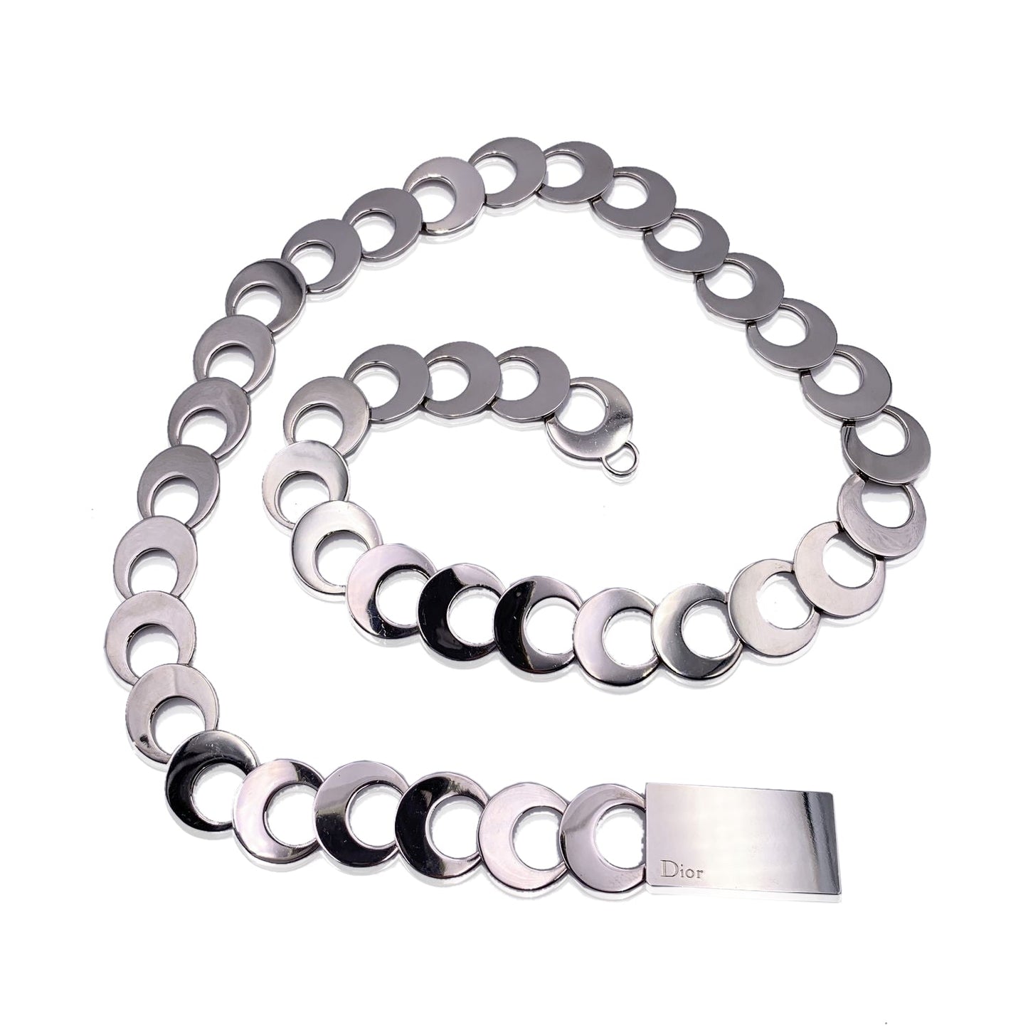 CHRISTIAN DIOR Vintage Silver Metal Chain Belt Or Necklace