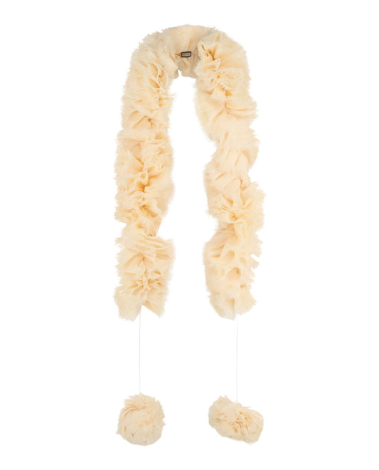 Gucci Womens Silk Ruffle Scarf Ivory