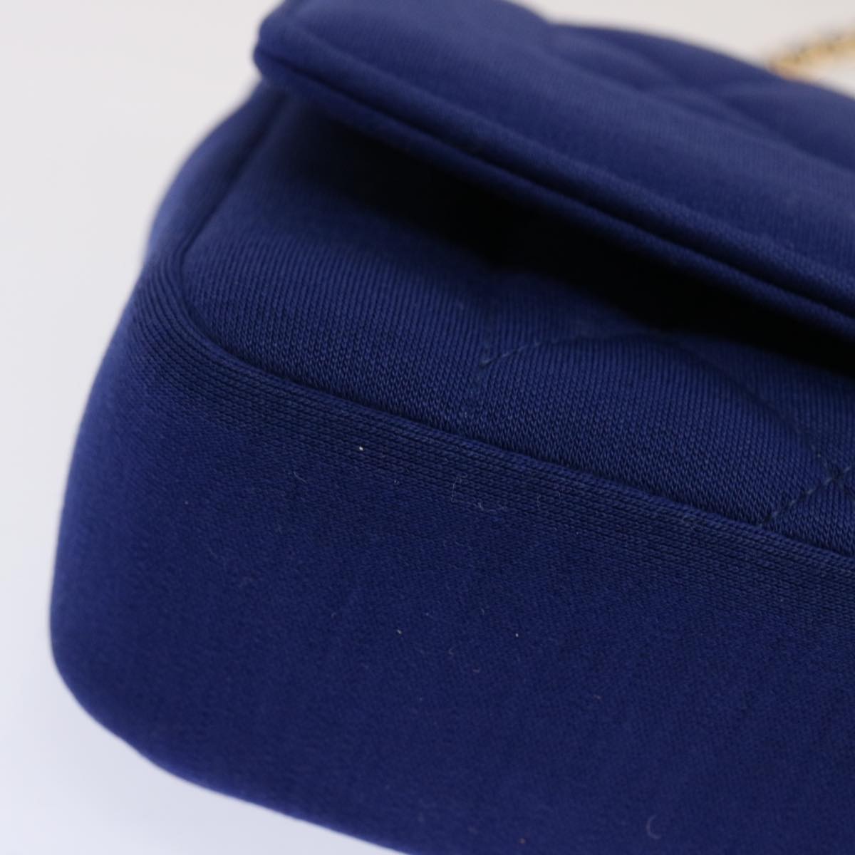 Top Quality Chanel Diana Matelasse Chain Shoulder Bag Canvas Blue CC Auth 70391A