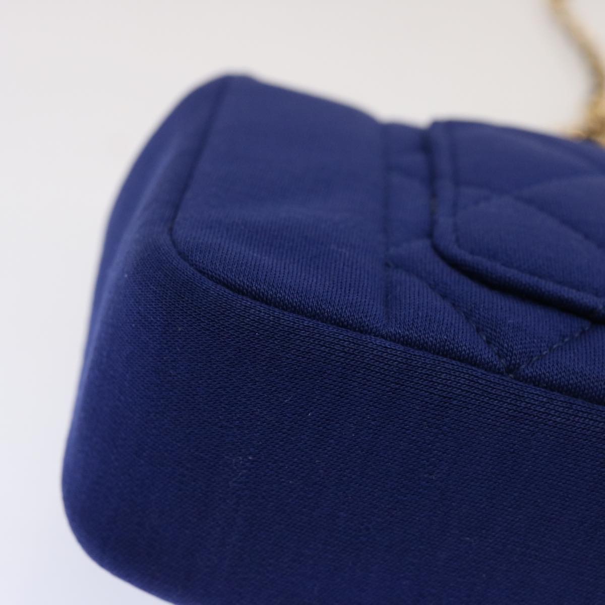 Top Quality Chanel Diana Matelasse Chain Shoulder Bag Canvas Blue CC Auth 70391A