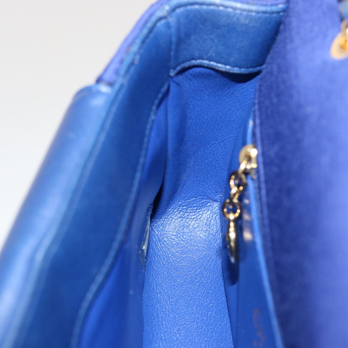 Top Quality Chanel Diana Matelasse Chain Shoulder Bag Canvas Blue CC Auth 70391A