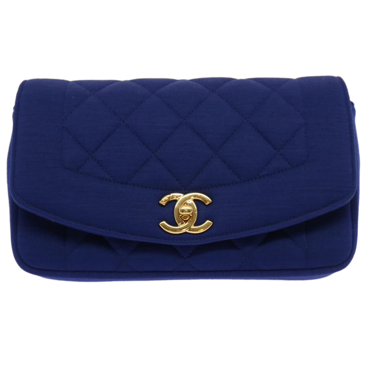 Top Quality Chanel Diana Matelasse Chain Shoulder Bag Canvas Blue CC Auth 70391A
