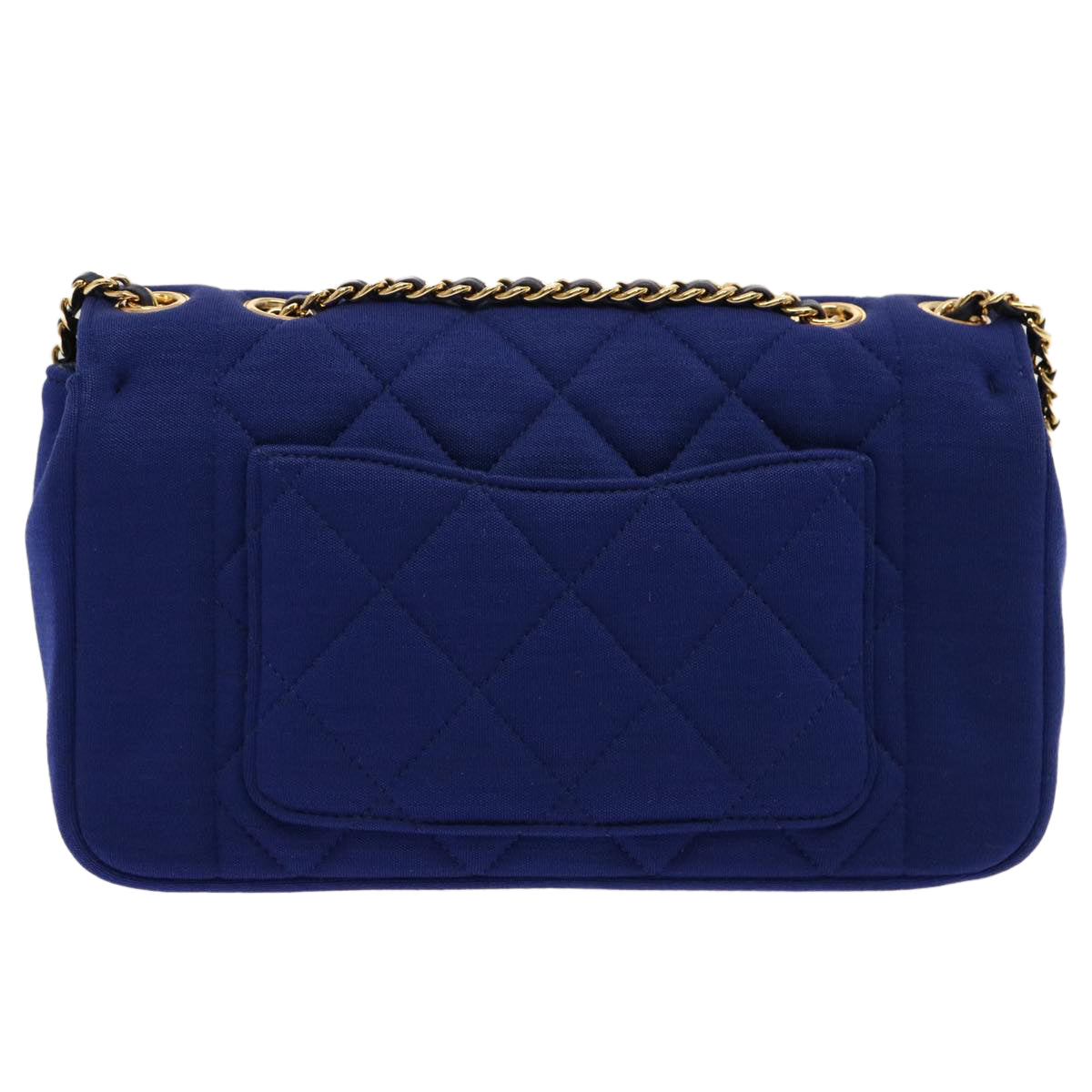 CHANEL Diana Matelasse Chain Shoulder Bag Canvas Blue CC Auth 70391A