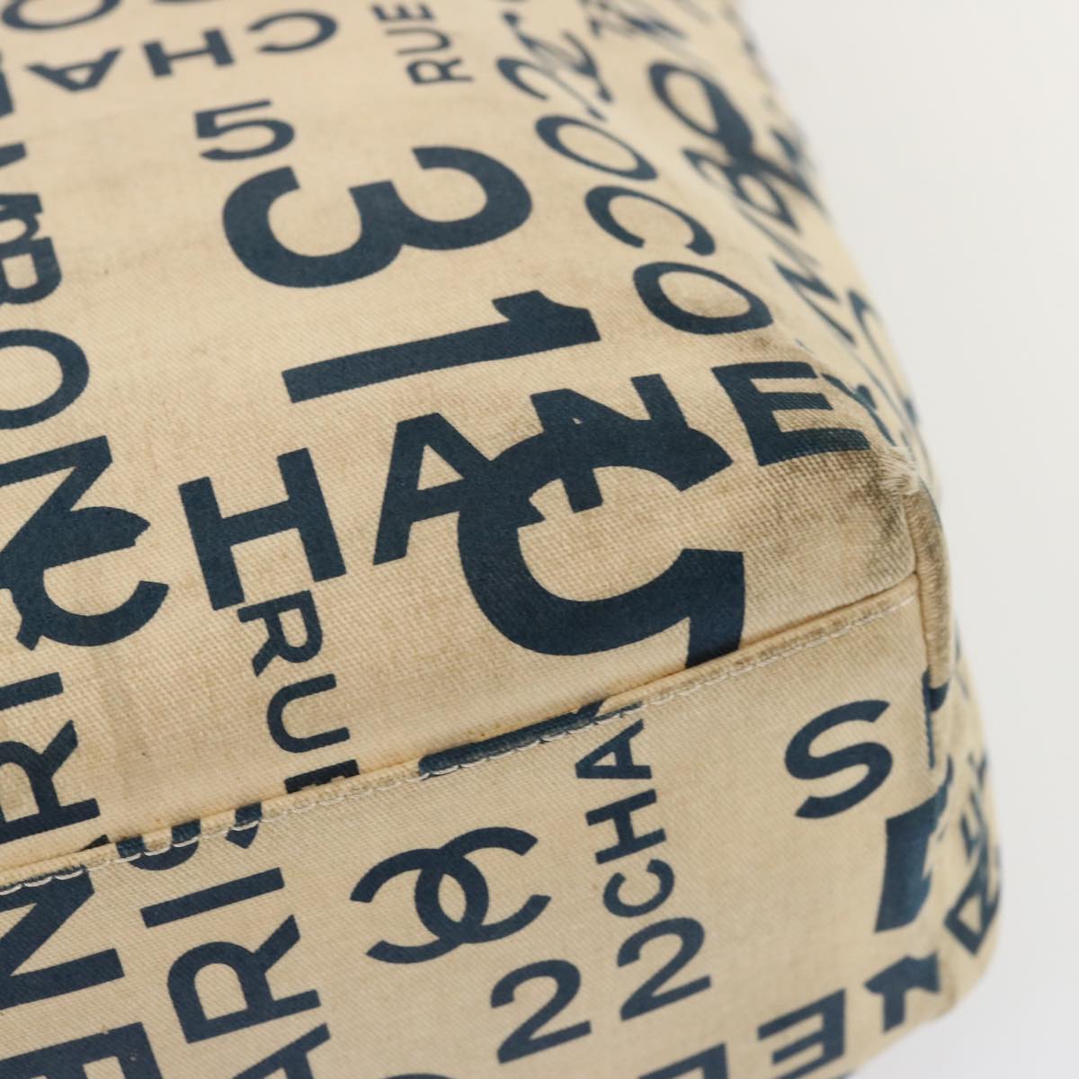 CHANEL Tote Bag Canvas Beige CC Auth 70416