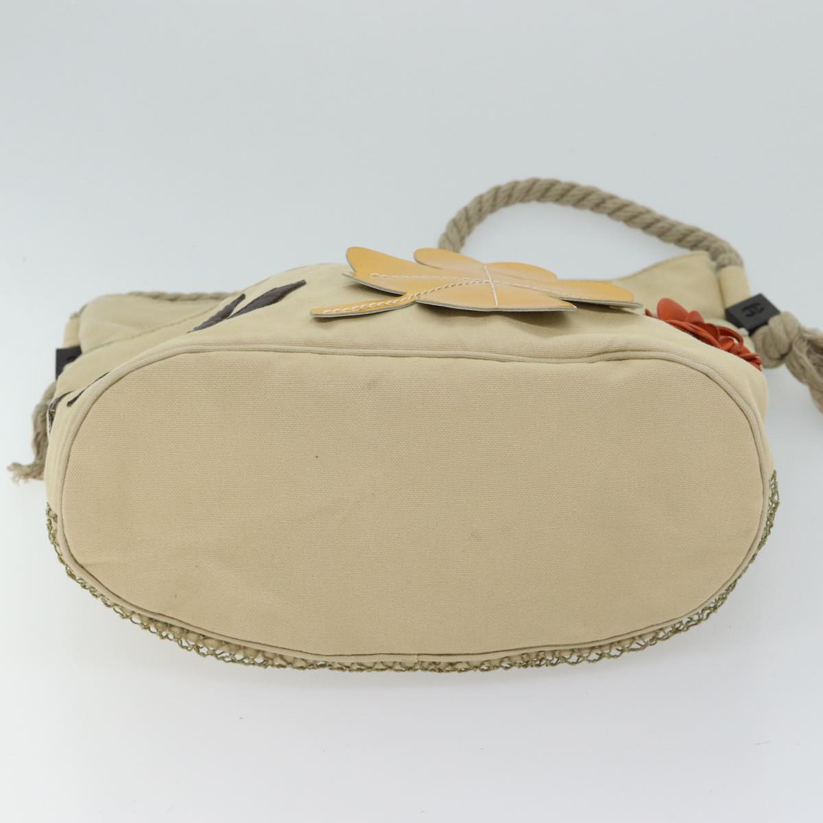CHANEL Shoulder Bag Canvas Beige CC Auth 70461