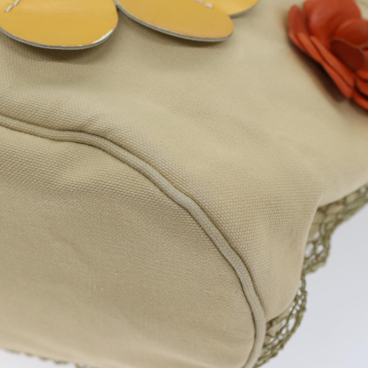 CHANEL Shoulder Bag Canvas Beige CC Auth 70461