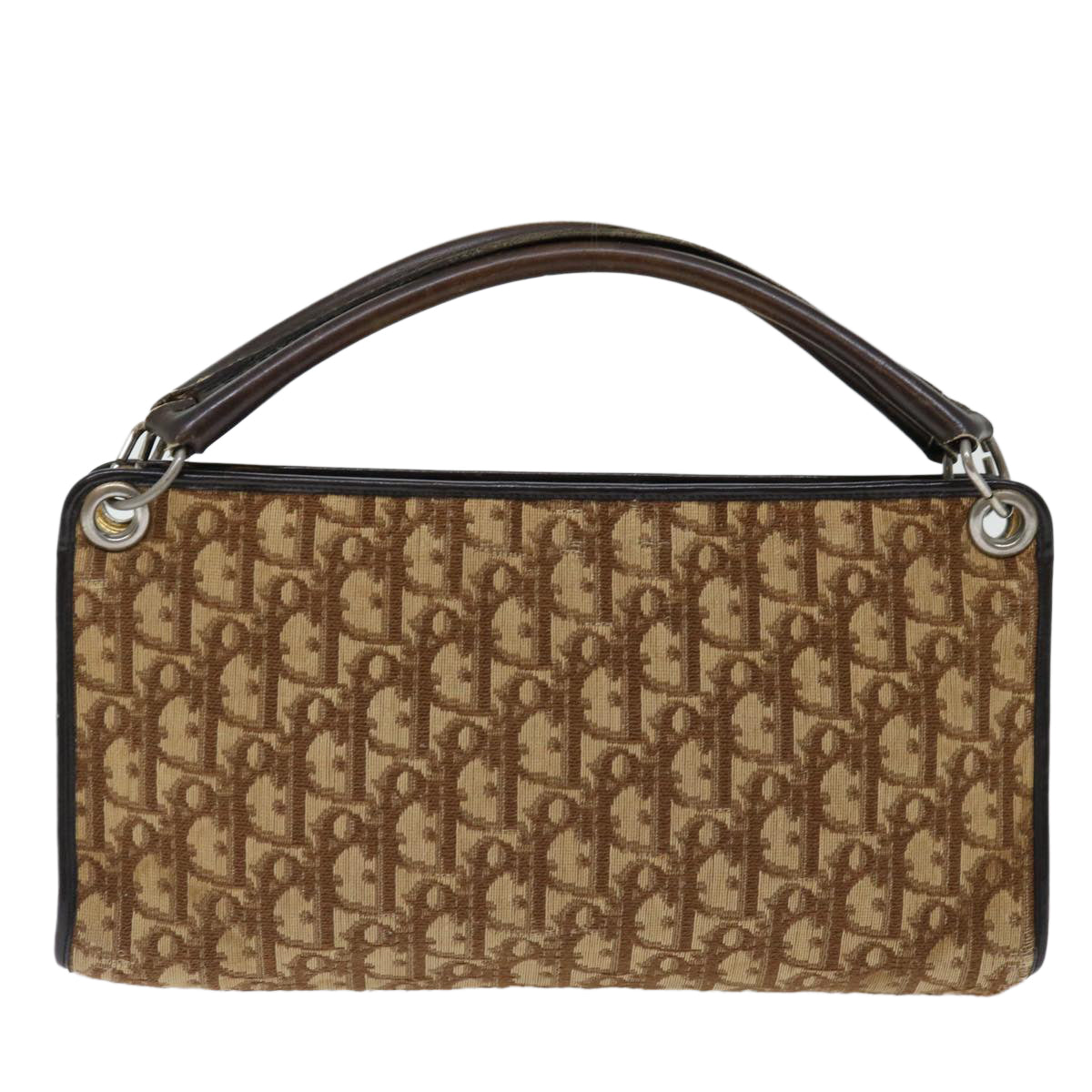 CHRISTIAN DIOR Trotter Canvas Hand Bag Canvas Brown Auth 70637