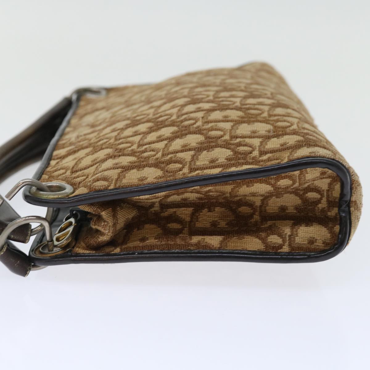 CHRISTIAN DIOR Trotter Canvas Hand Bag Canvas Brown Auth 70637