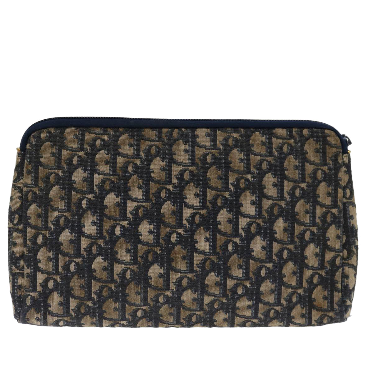 CHRISTIAN DIOR Trotter Canvas Clutch Bag Canvas Navy Auth 70638