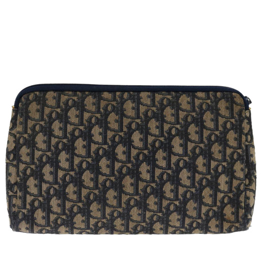 CHRISTIAN DIOR Trotter Canvas Clutch Bag Canvas Navy Auth 70638