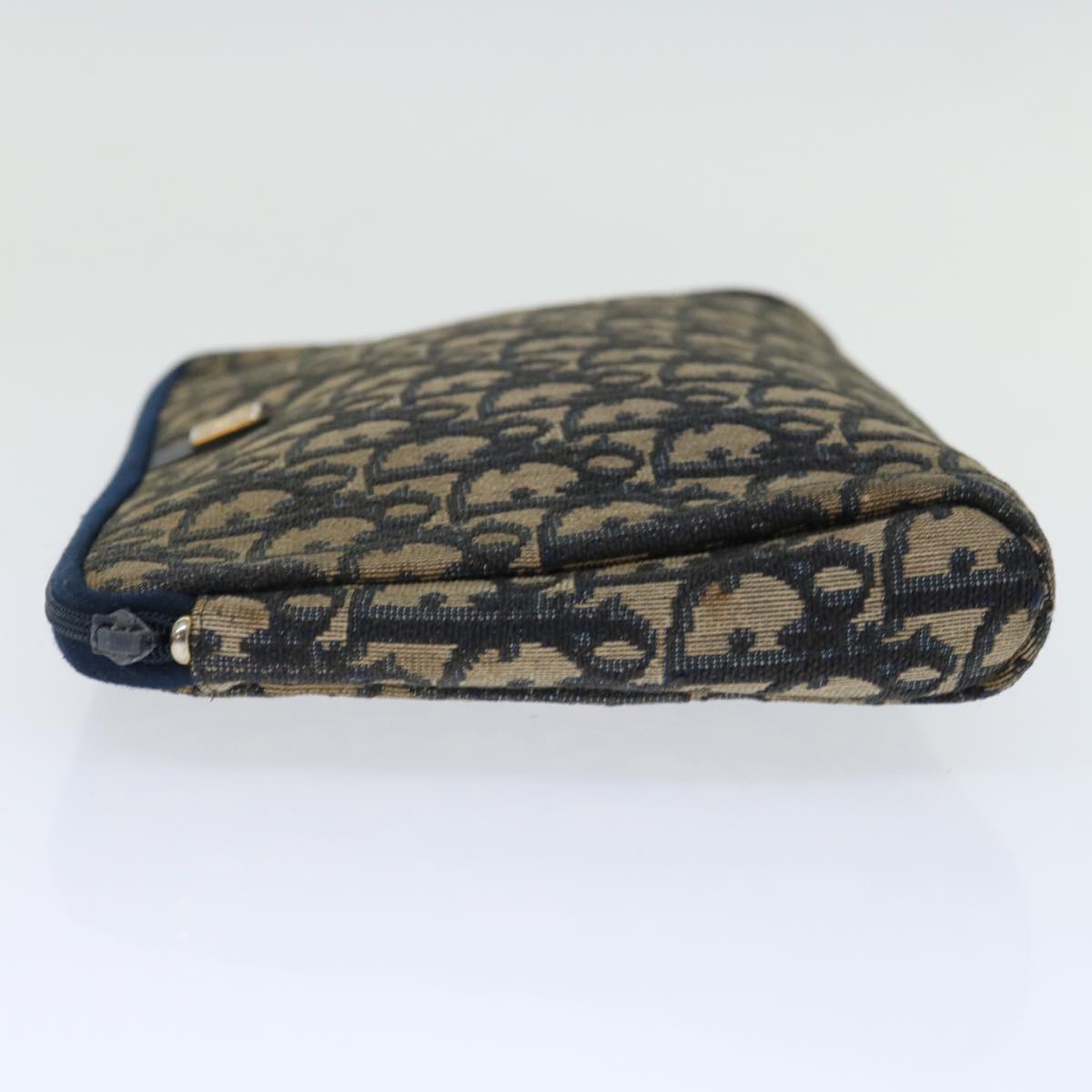CHRISTIAN DIOR Trotter Canvas Clutch Bag Canvas Navy Auth 70638